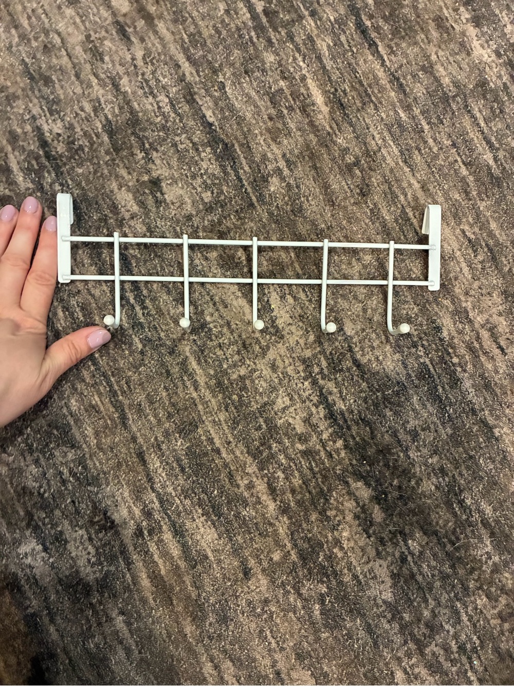 White Over-the-Door 5-Hook Rack - White Wall Organizer